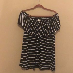 Navy and white off the shoulder top